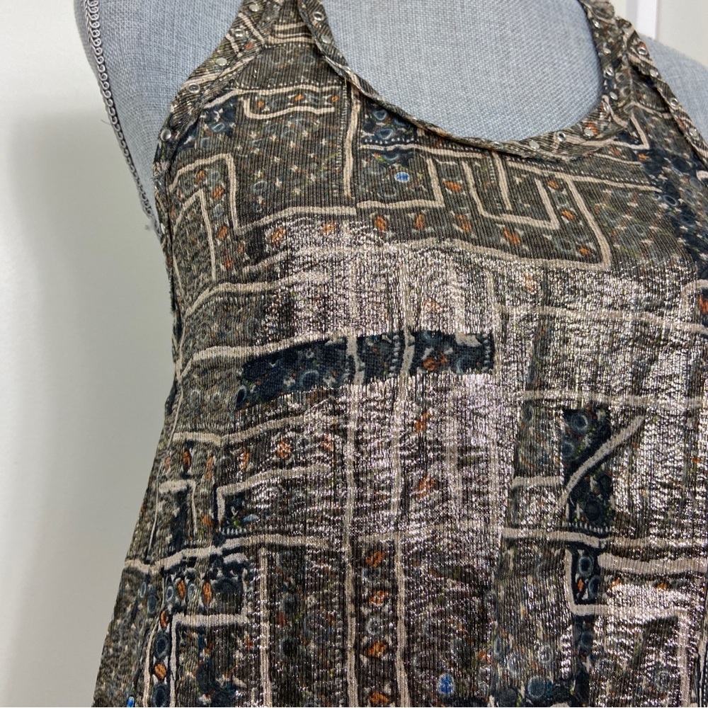 Isabel Marant Metallic Racer Back Tank Top. Rockstar Chic Vibes. Summer Top - Picture 8 of 12